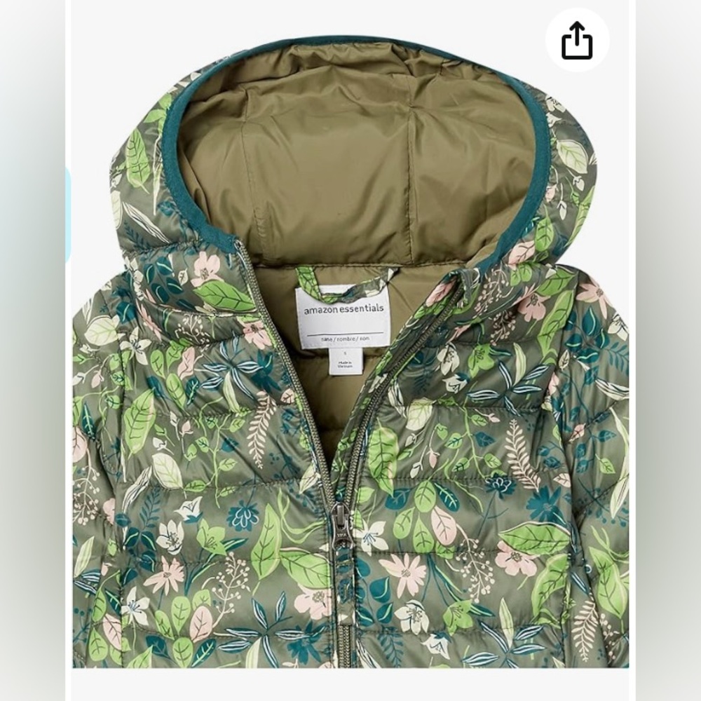 Girls & Toddlers Lightweight Water Resistant Packable Hooded Puffer Jacket Sz M